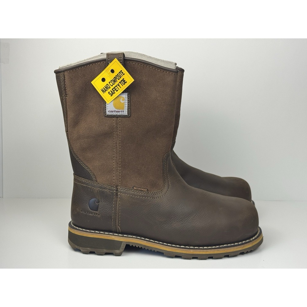 Carhartt Waterproof 10-Inch Men's Size 9 Wide Nano Composite Toe Pull Up Boots